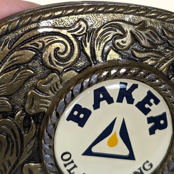 Vintage Baker Oil Treating Brass Belt Buckle - Picture 5 of 8